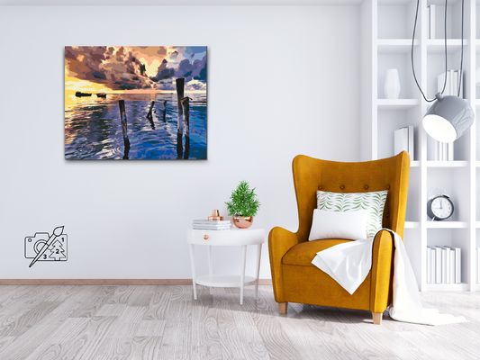 Paint by number - Stormfuld solnedgang