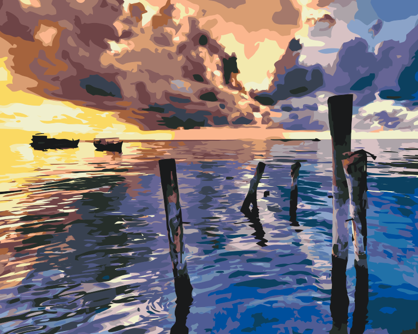 Paint by number - Stormfuld solnedgang