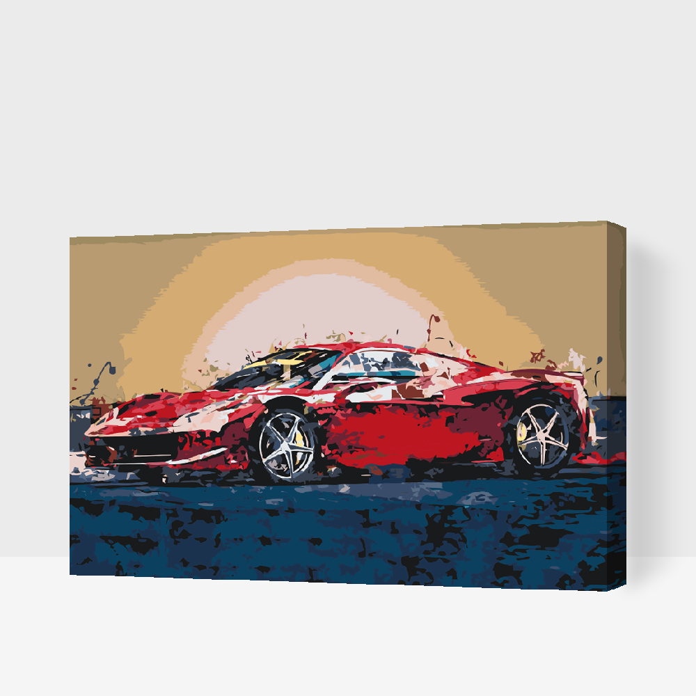 Paint by number - Rød Ferrari