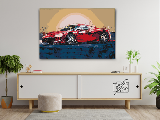 Paint by number - Rød Ferrari