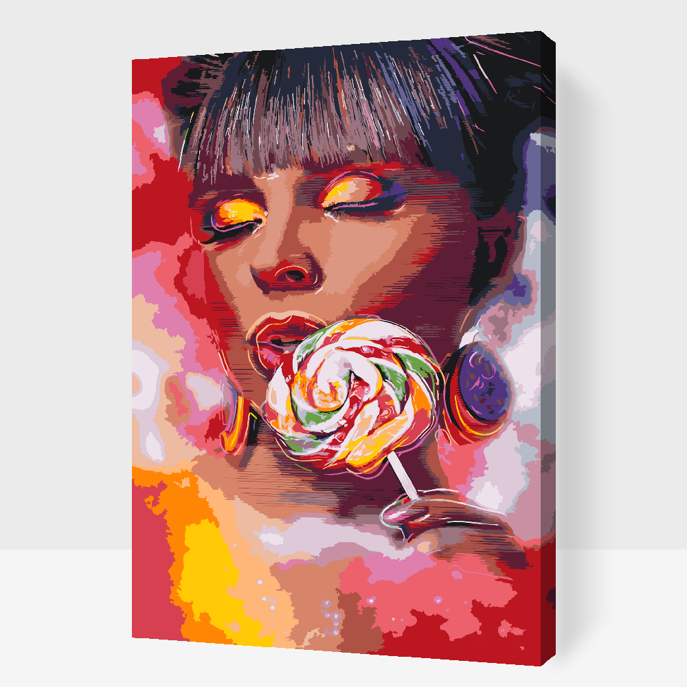 Paint by number - Kvinde med en slikkepind