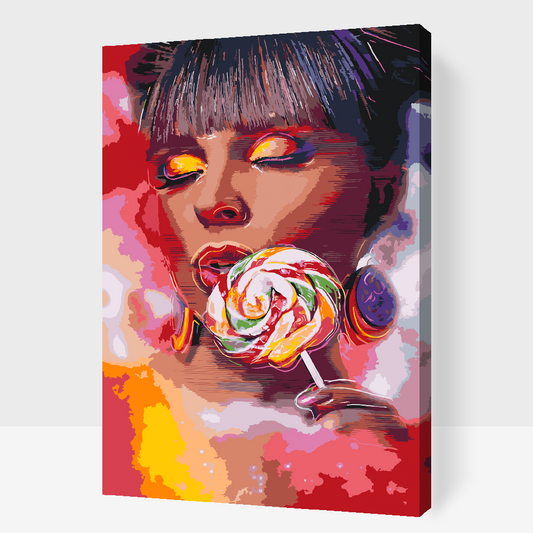 Paint by number - Kvinde med en slikkepind