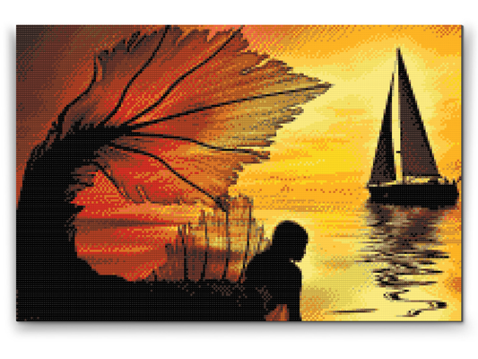 Diamond Paint - Havfrue og sejlbåd