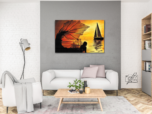 Diamond Paint - Havfrue og sejlbåd