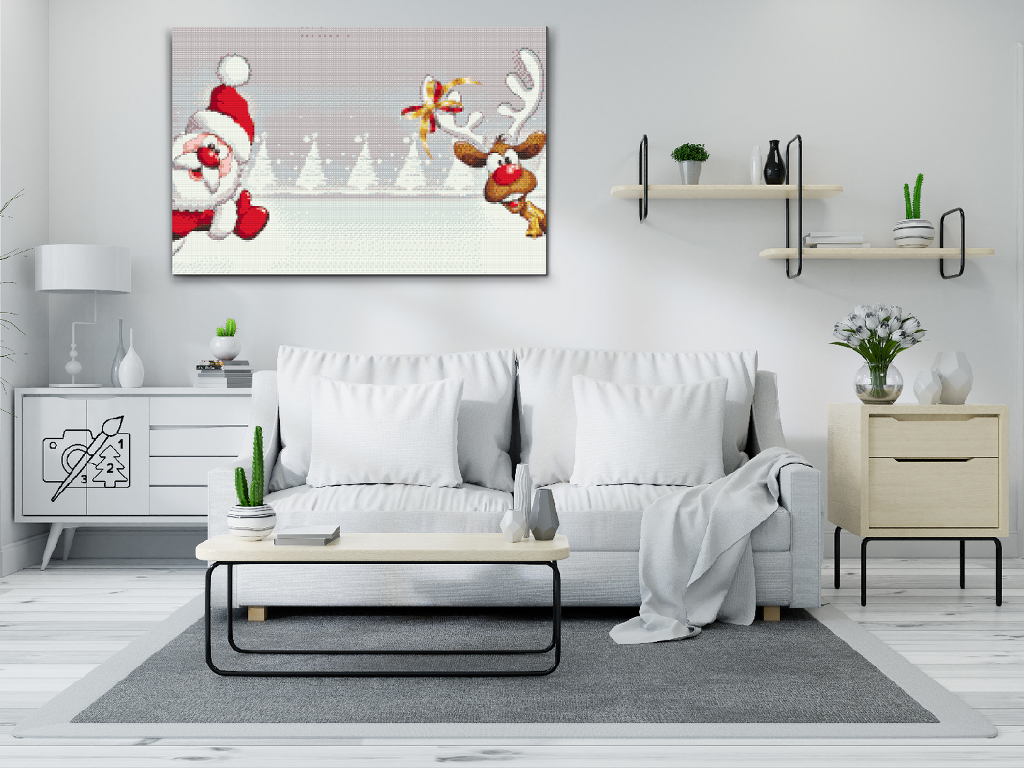 Diamond Paint - Julemanden og rensdyret Rudolf