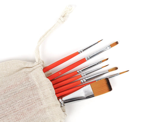 Hobby Tilbehør - Penselsæt til Paint by Numbers – 7 stk med opbevaringspose