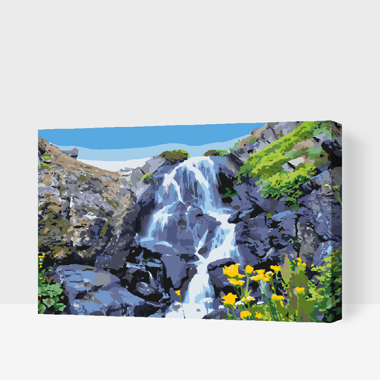 Paint by number - Vandfald og blomster