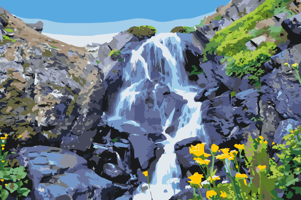 Paint by number - Vandfald og blomster