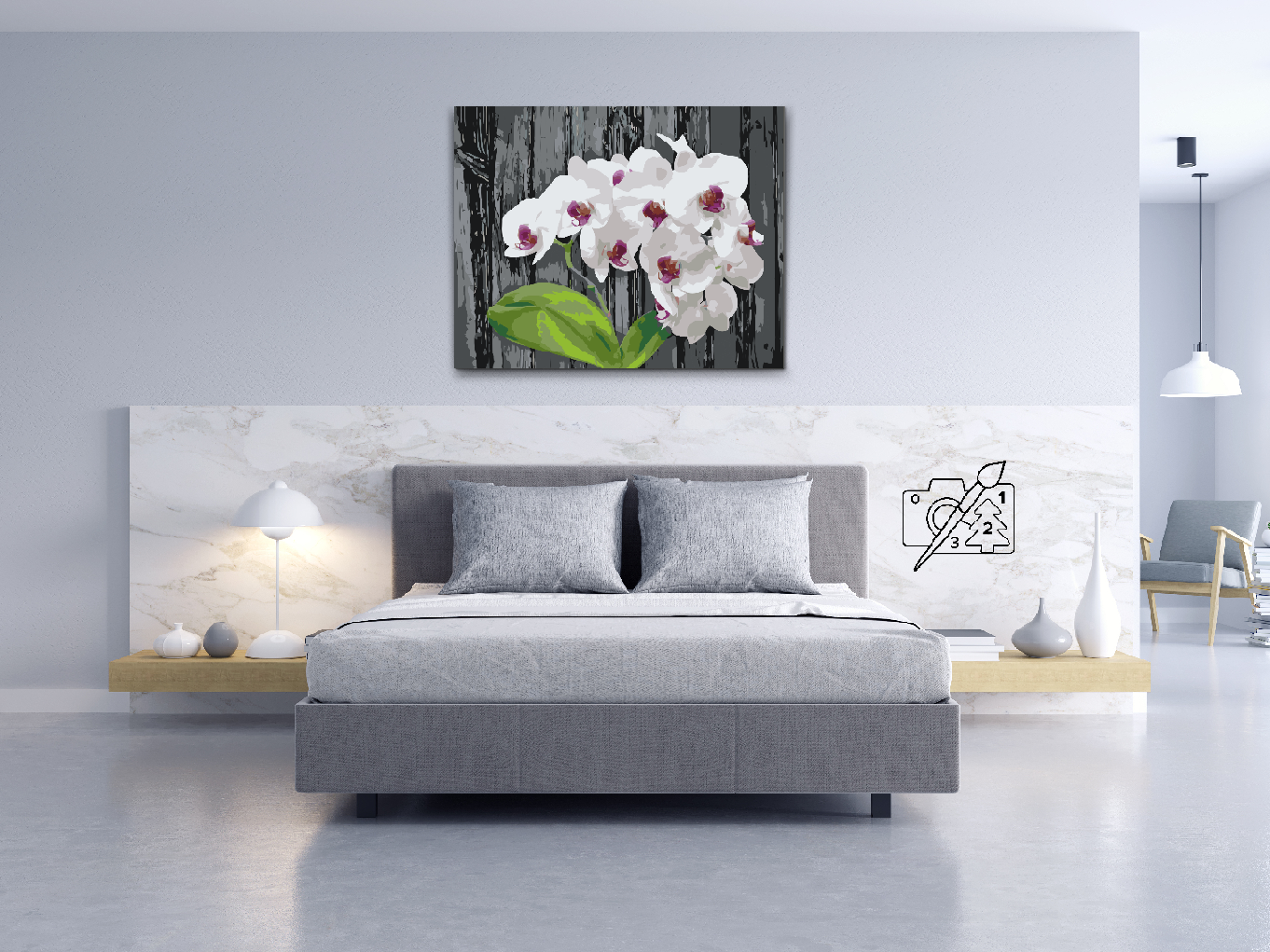 Paint by number - Hvid Orkidé