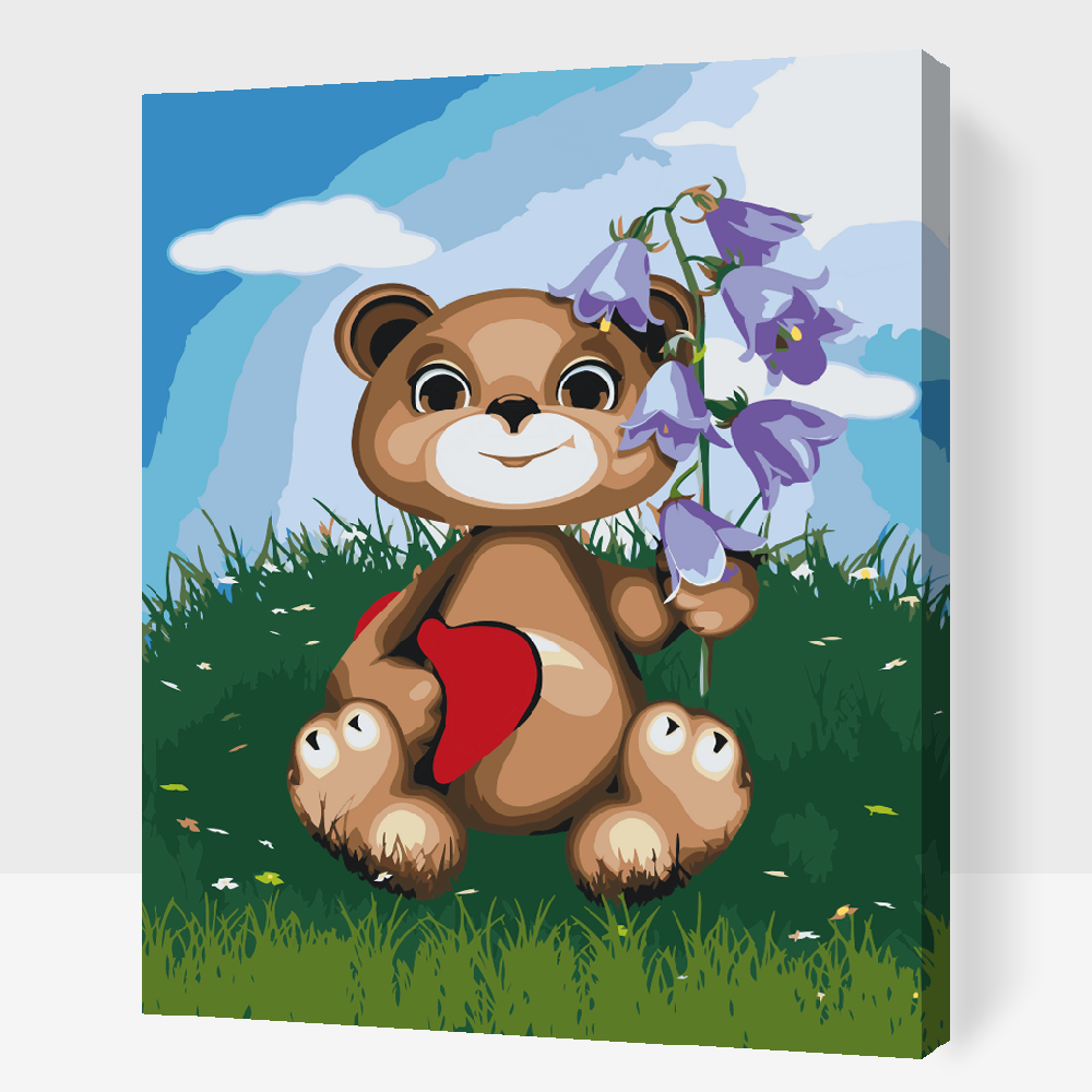 Paint by number - Teddy med Liljekonvall