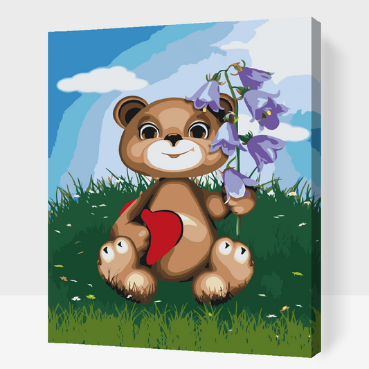 Paint by number - Teddy med Liljekonvall