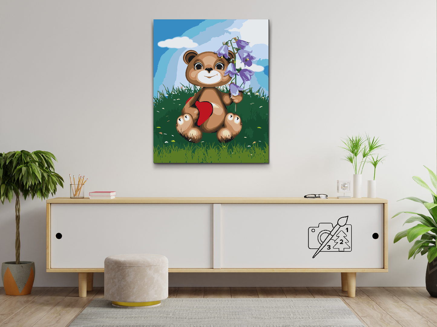 Paint by number - Teddy med Liljekonvall
