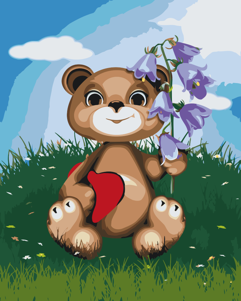 Paint by number - Teddy med Liljekonvall