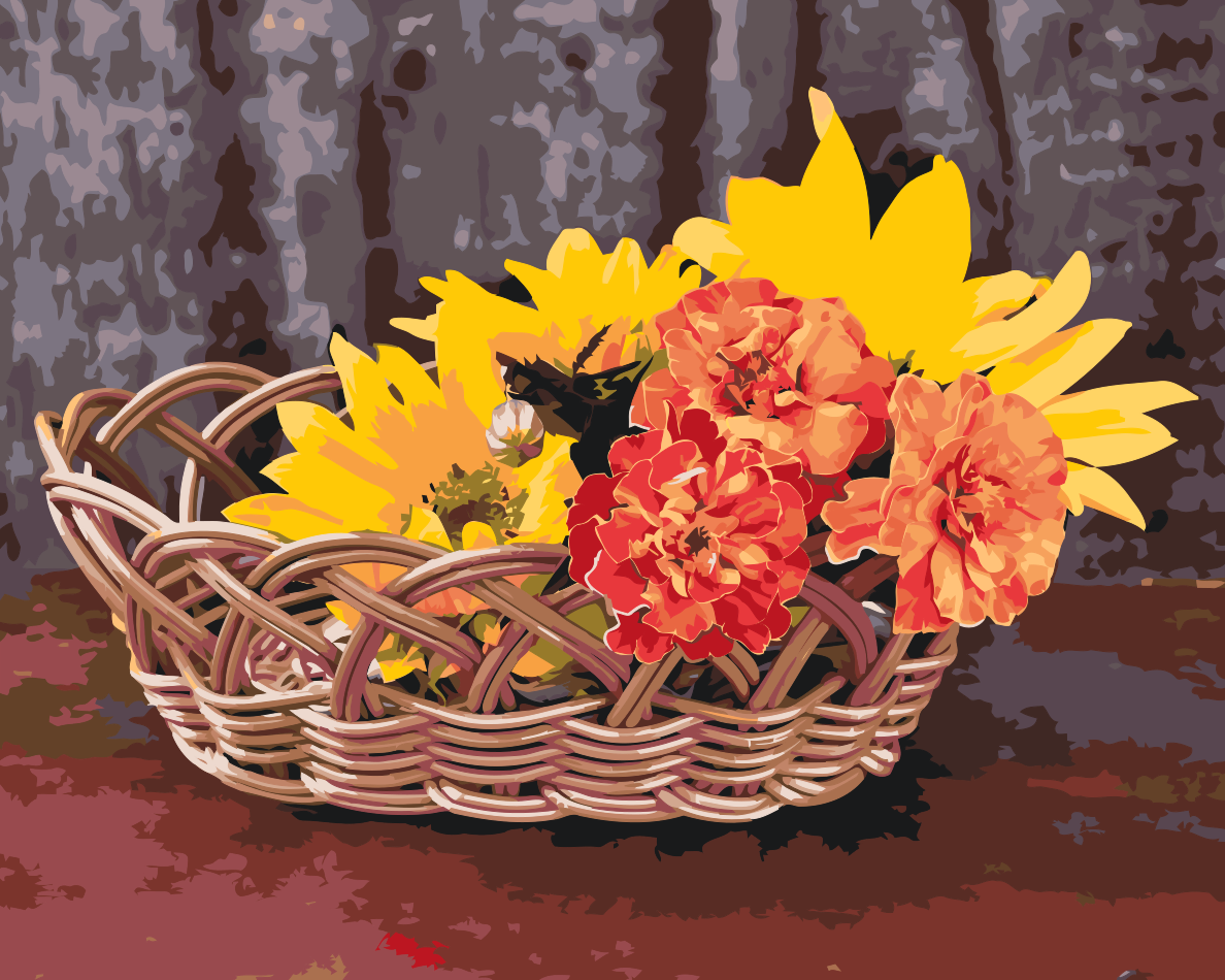 Paint by number - Kurv med blomster