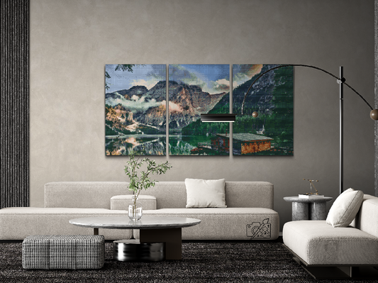 Diamond Paint - Bjerghytte (sæt af 3)