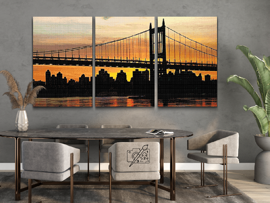 Diamond Paint - Solnedgang i byen (sæt af 3)