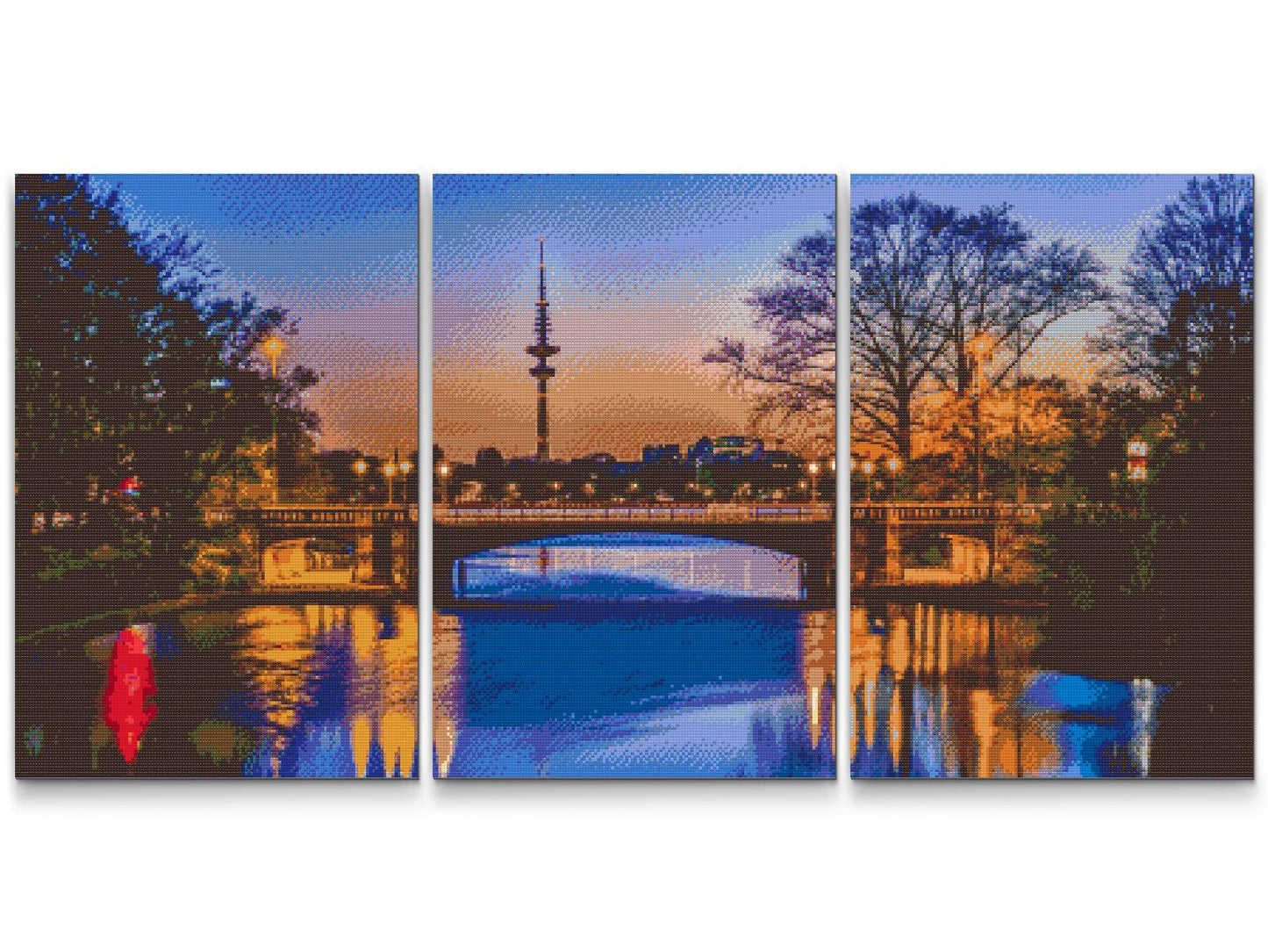 Diamond Paint - Hamburg ved solnedgang (sæt af 3)