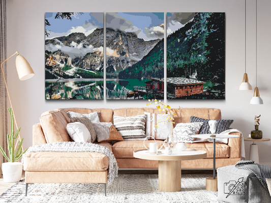 Paint by number - Mountain Cabin (sæt af 3)