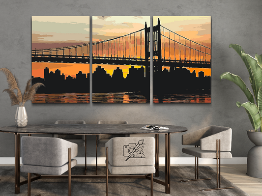 Paint by number - Solnedgang i byen (sæt af 3)