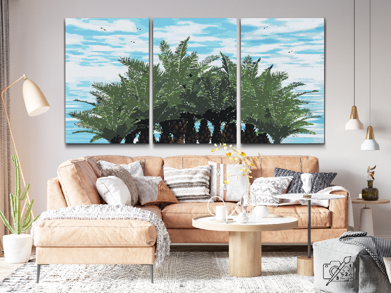 Paint by number - Caribiske palmer (sæt af 3)