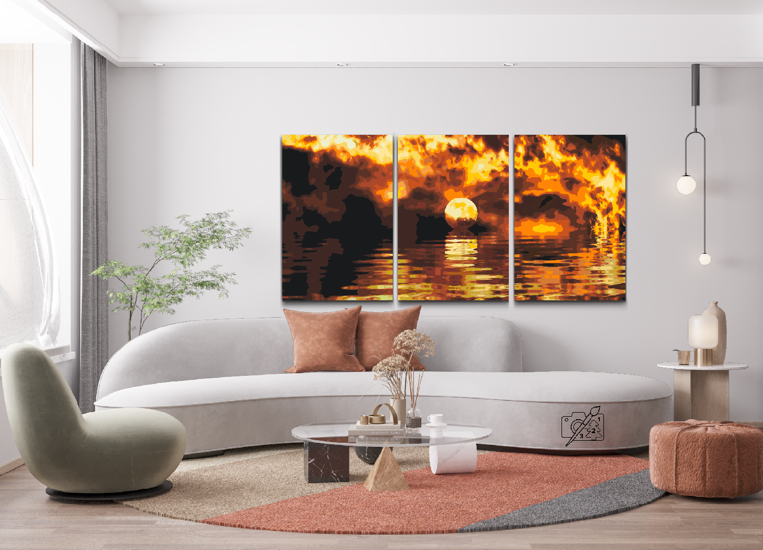Paint by number - Fire Sunset (sæt af 3)