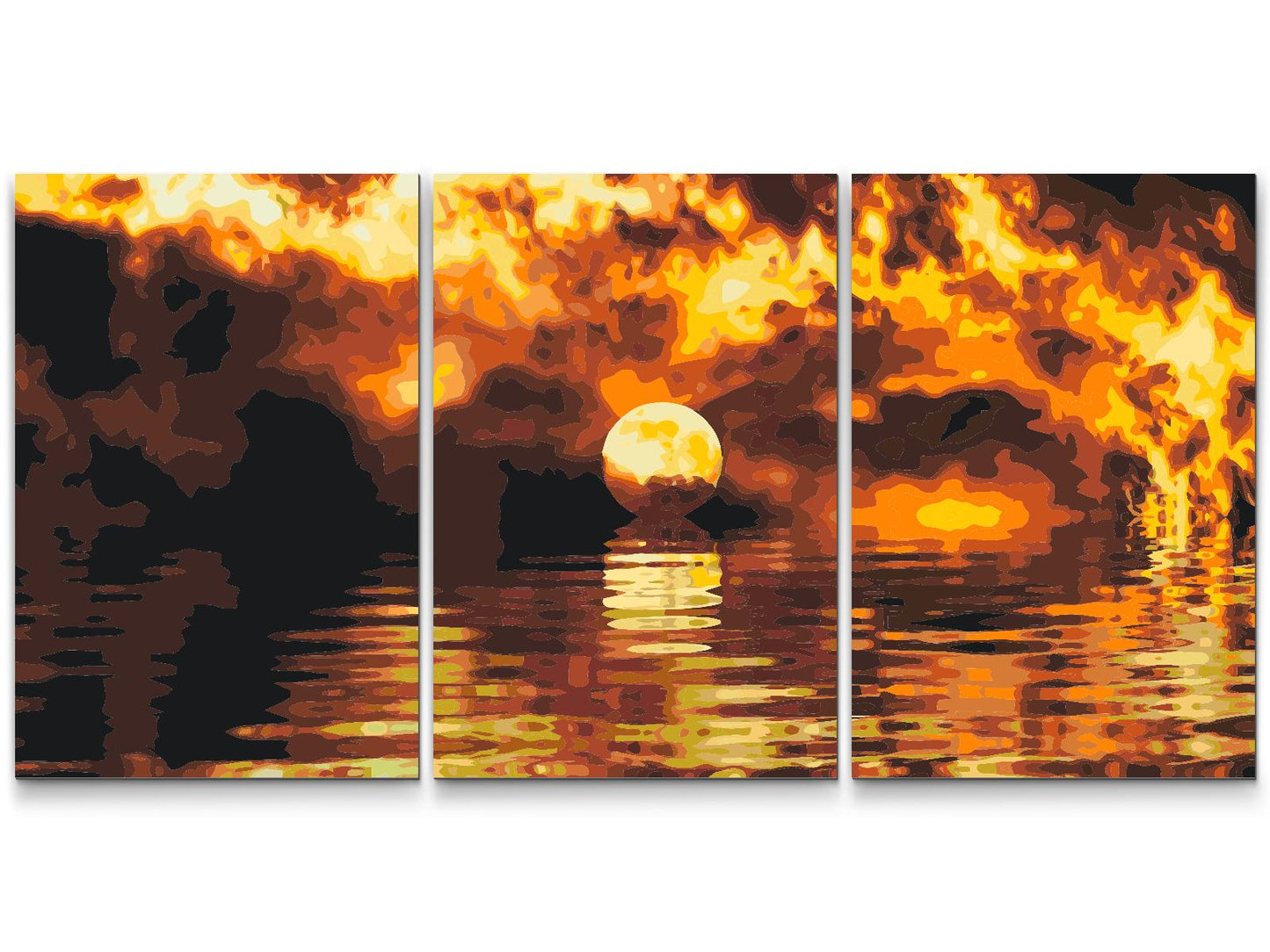Paint by number - Fire Sunset (sæt af 3)