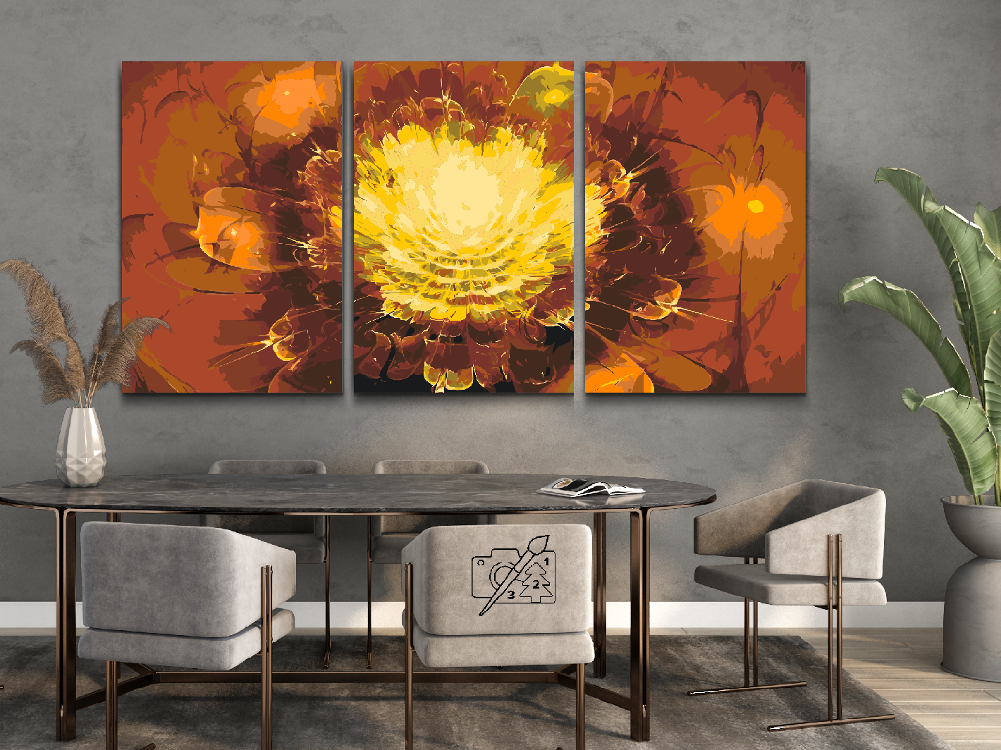 Paint by number - Golden Flower (sæt af 3)