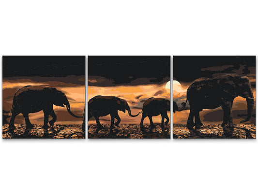 Paint by number - Elefantmarch gennem savannen (sæt af 3)