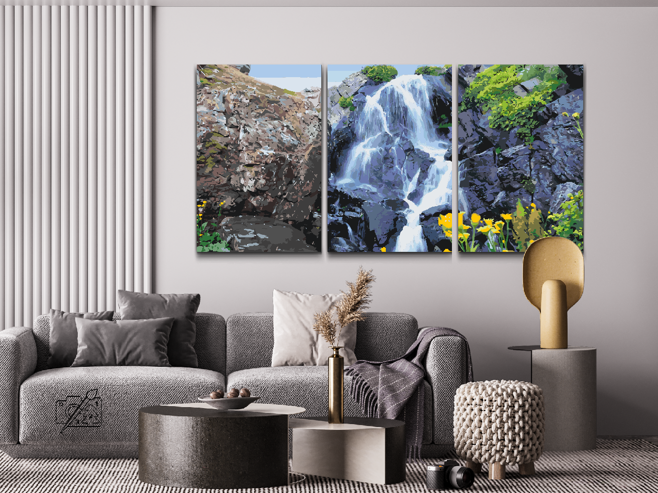 Paint by number - Magic Waterfall (sæt af 3)