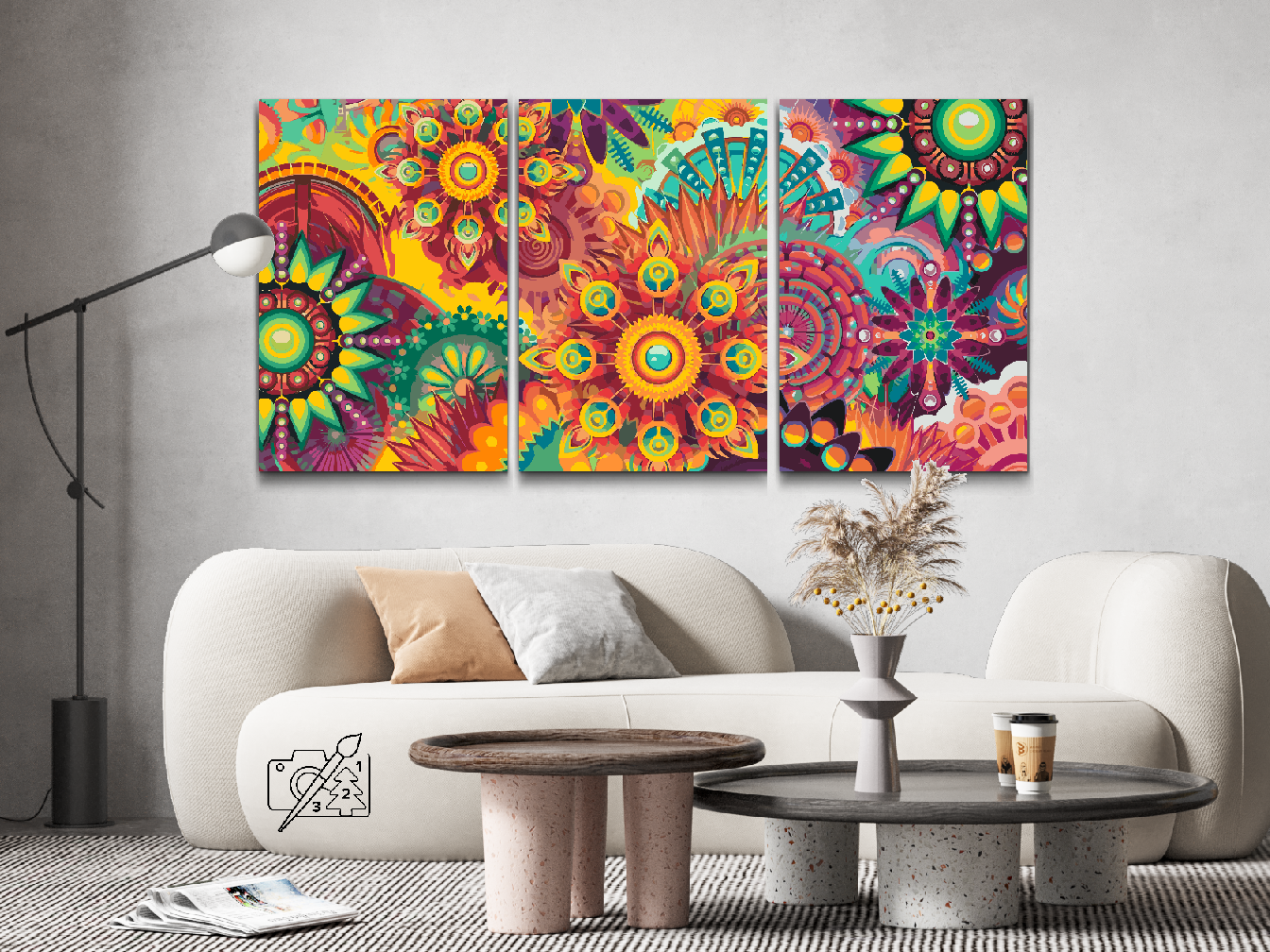 Paint by number - Colorful Mandala (sæt af 3)