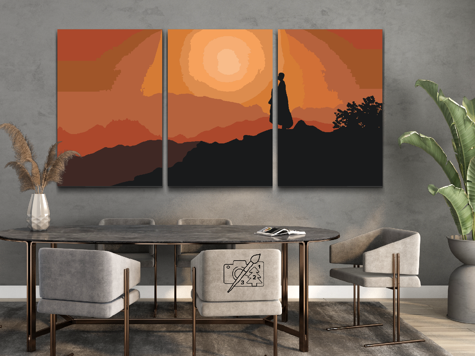 Paint by number - Monk at Sunset (sæt af 3)