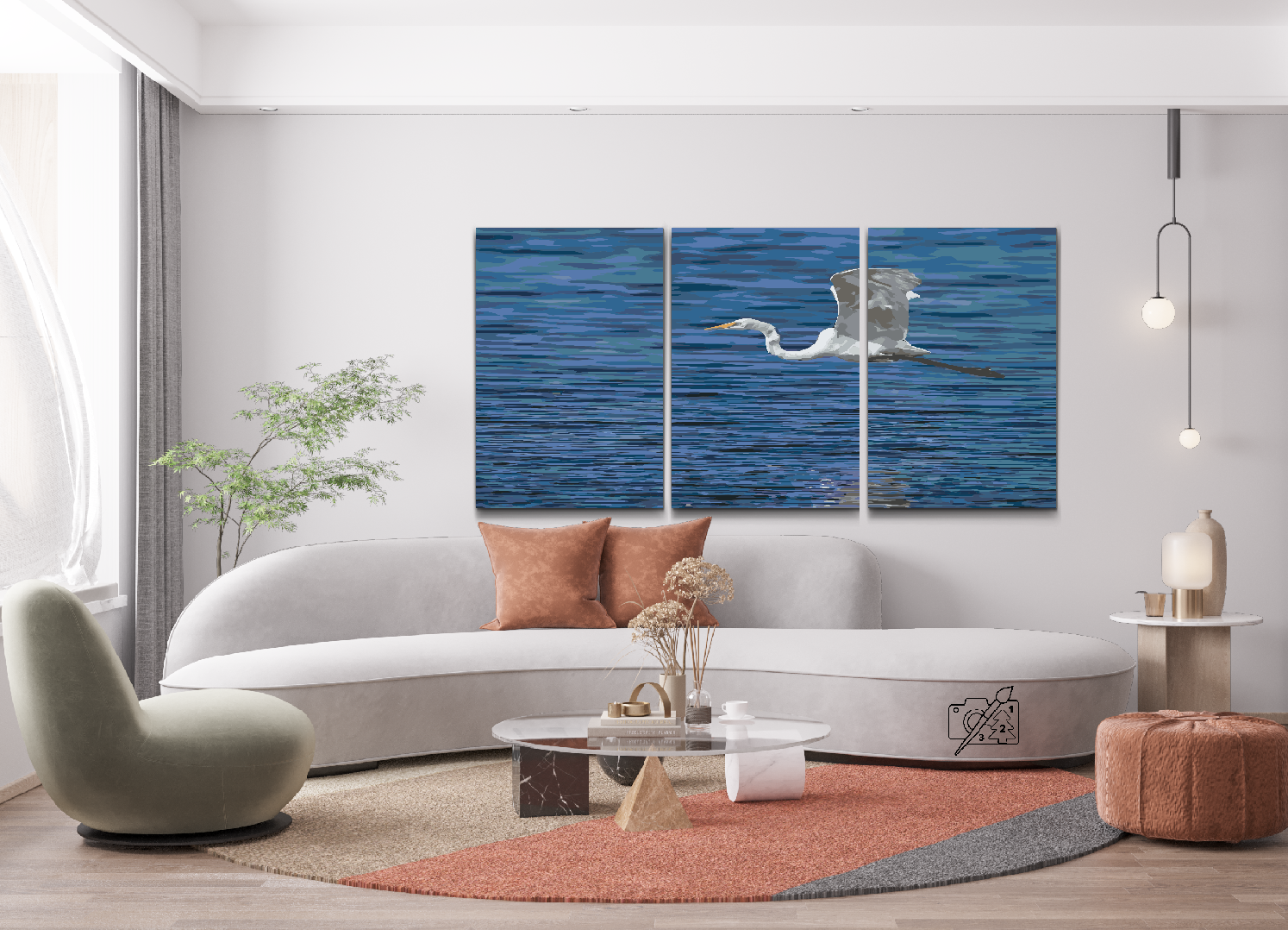 Paint by number - Hvid Hejre (sæt af 3)