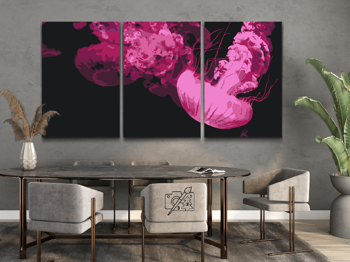 Paint by number - Pink Jellyfish (sæt af 3)