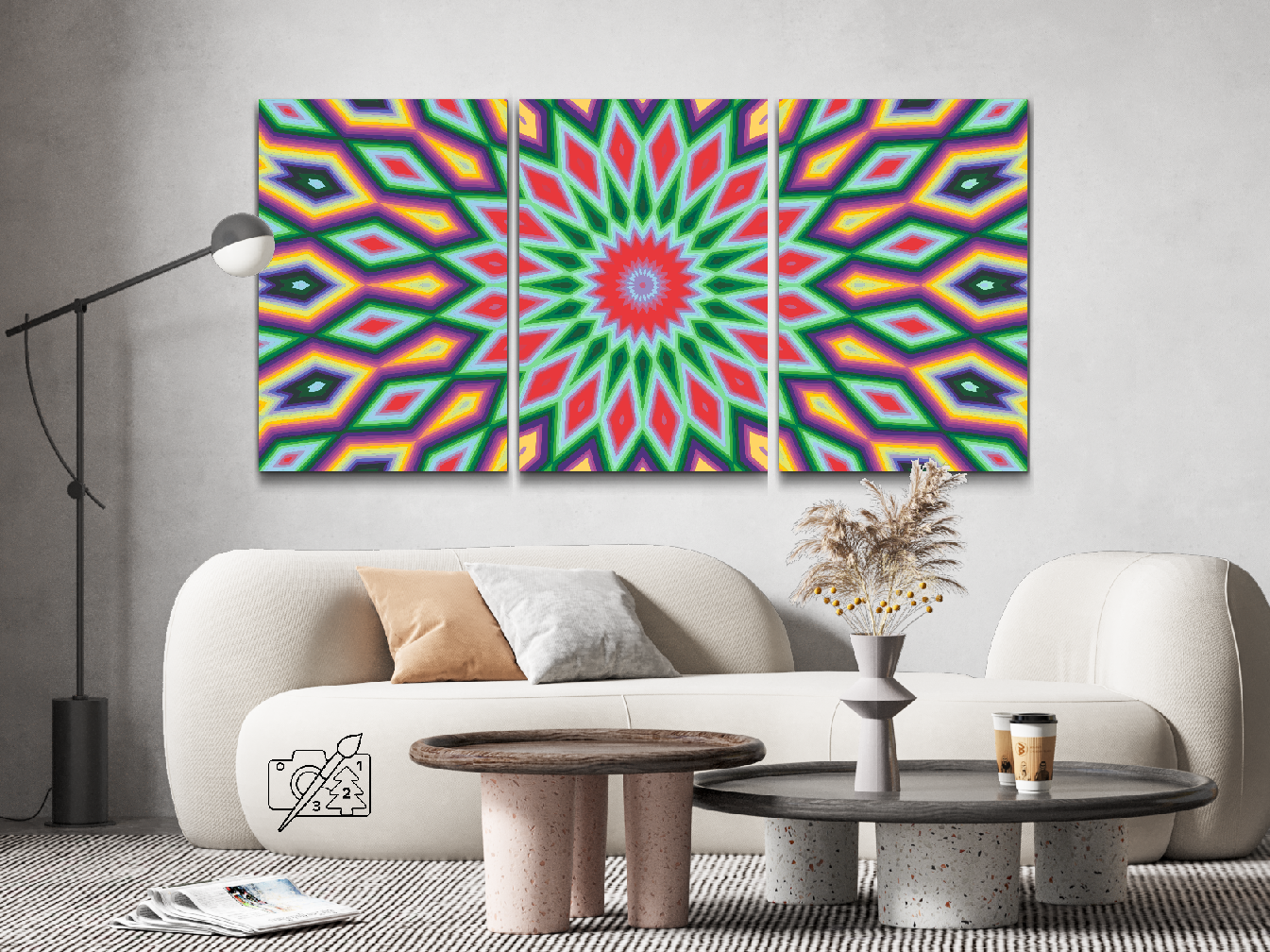 Paint by number - Farvet tekstur 7 (sæt af 3)