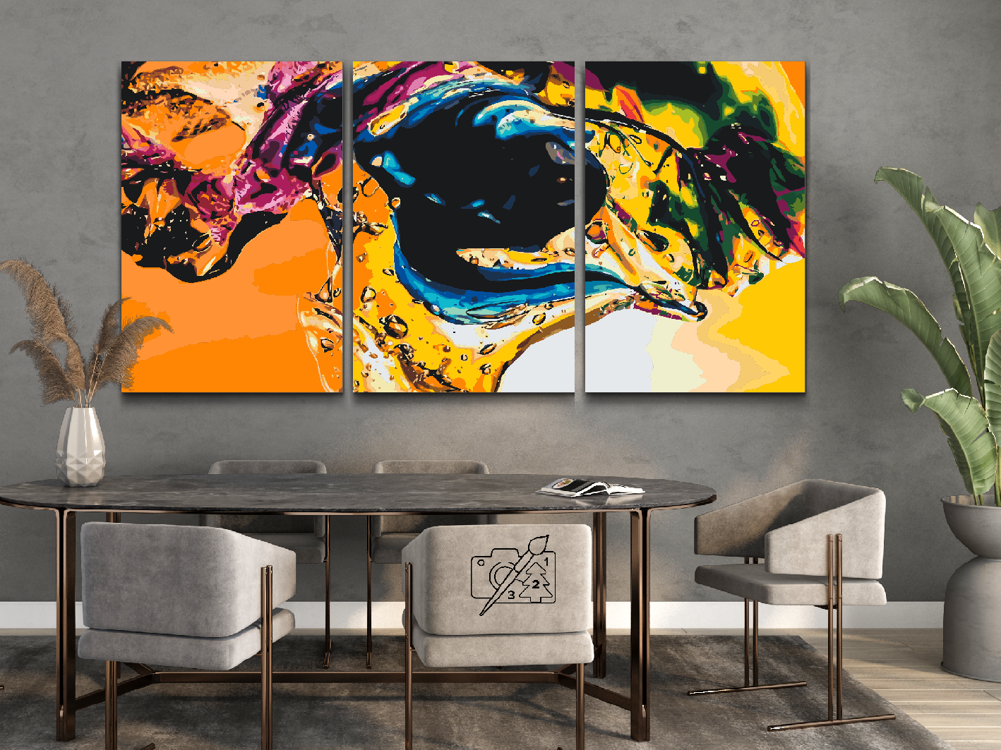 Paint by number - Farvet tekstur 2 (sæt af 3)