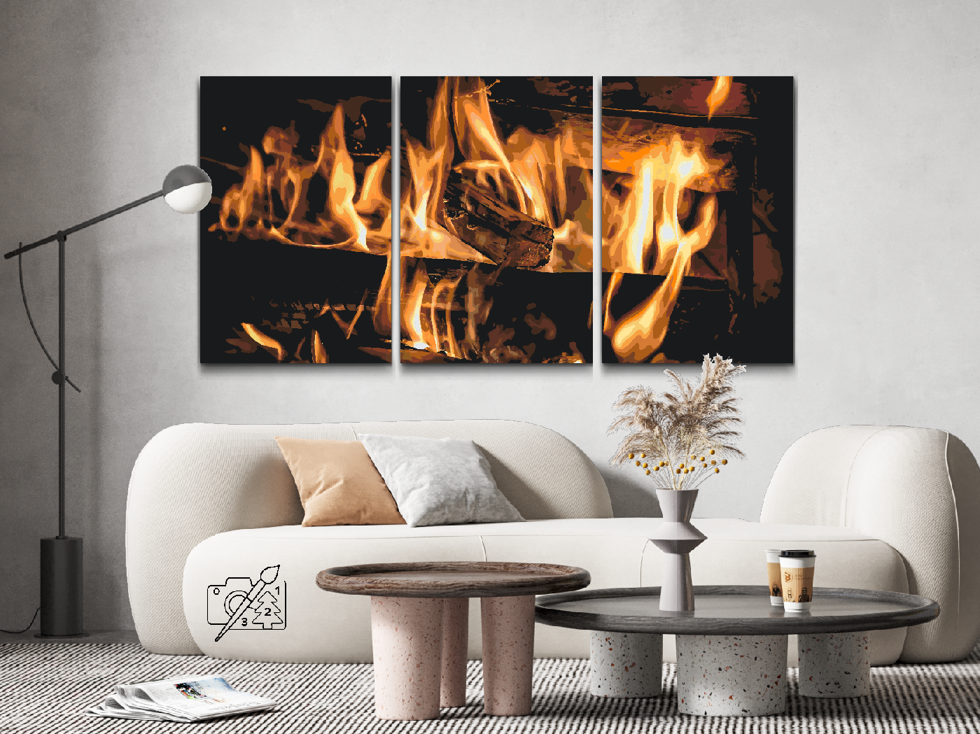 Paint by number - Fire in the Fireplace (sæt af 3)