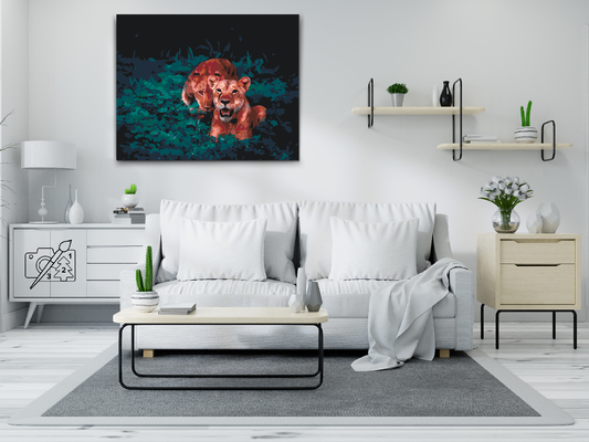 Paint by number - Løvinde på jagt