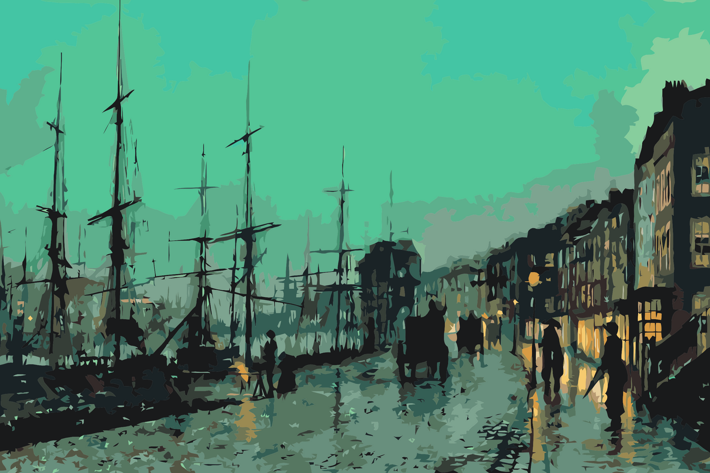 Paint by number - John Atkinson Grimshaw - Skibsfart på Clyde