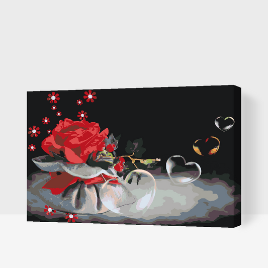 Paint by number - Hjertebobler og Rose