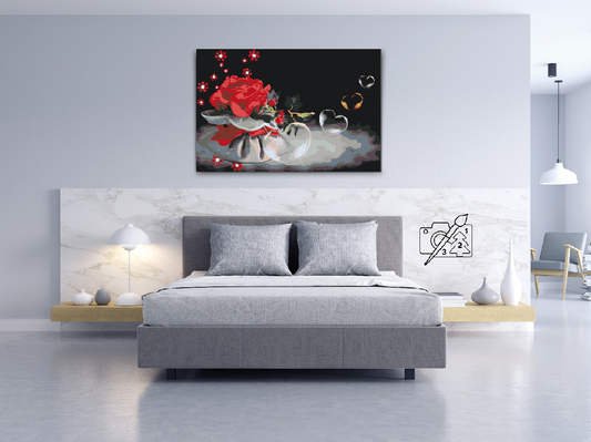 Paint by number - Hjertebobler og Rose
