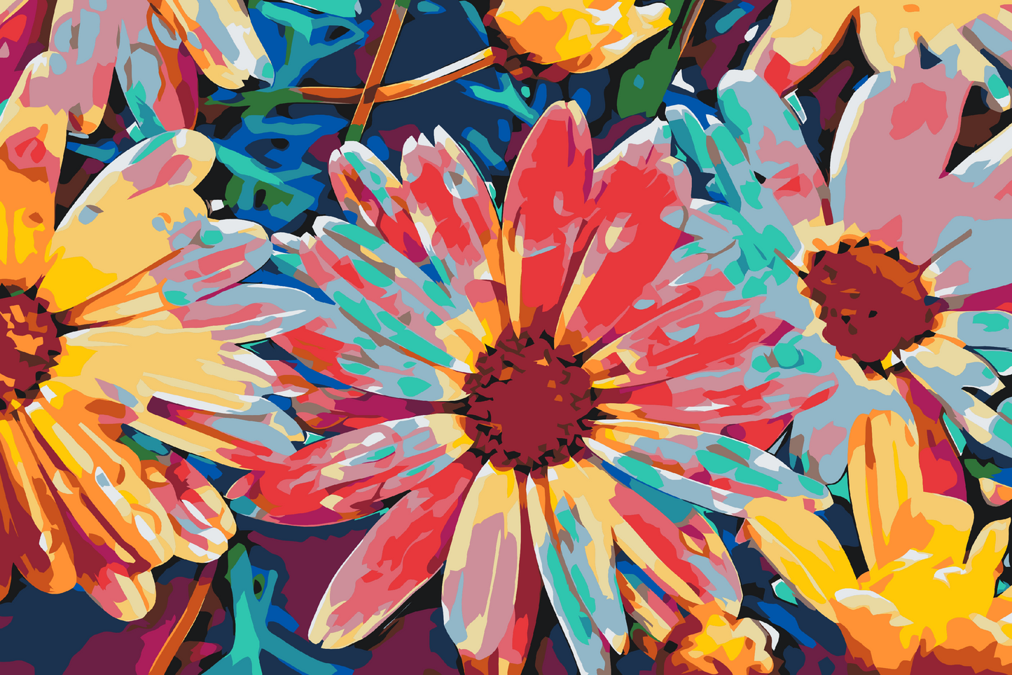 Paint by number - Neonblomster