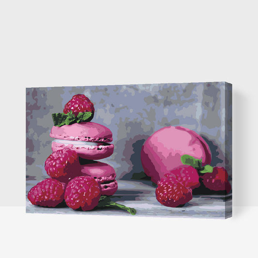 Paint by number - Macarons og hindbær