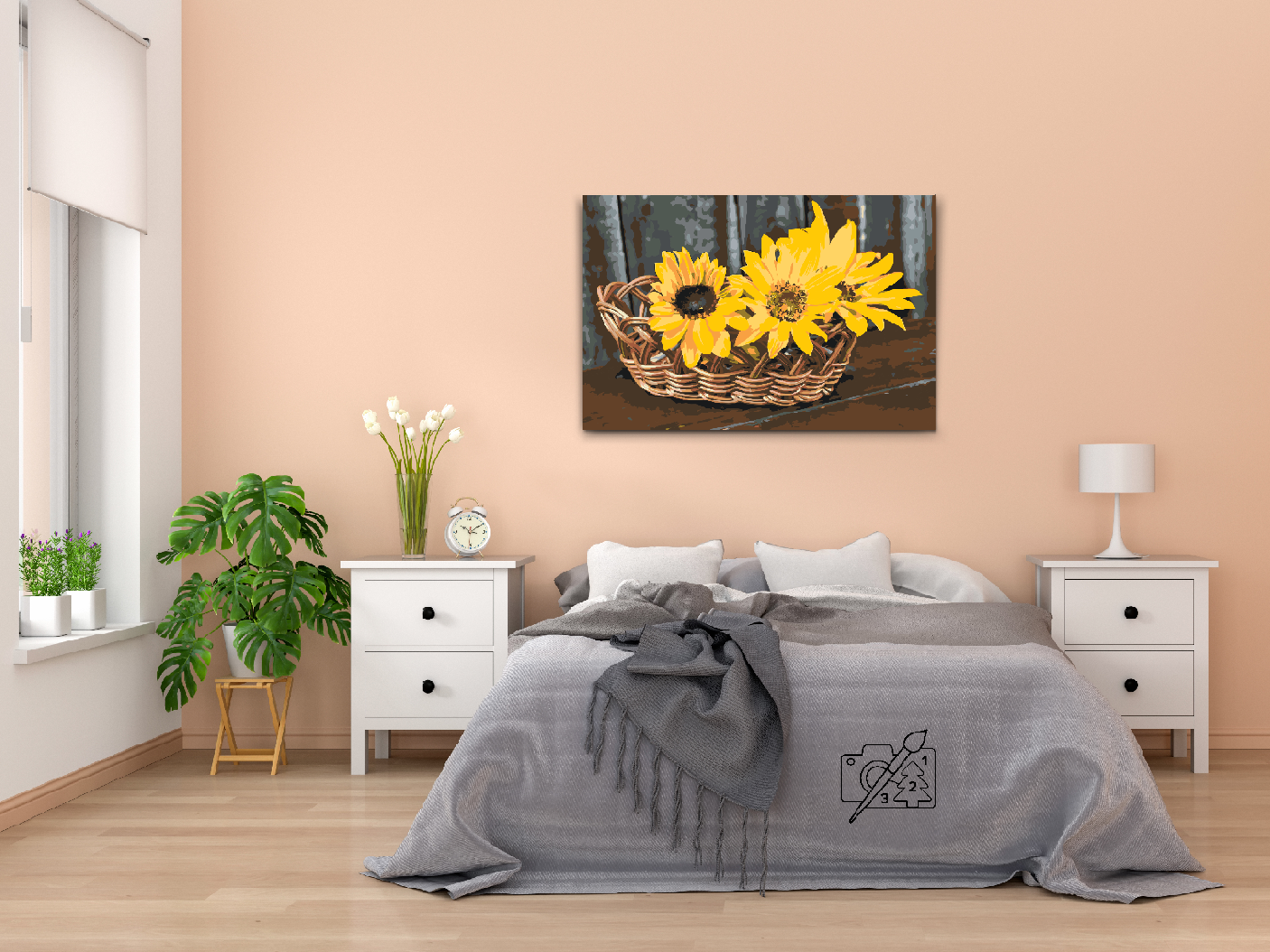 Paint by number - Kurv med solsikker