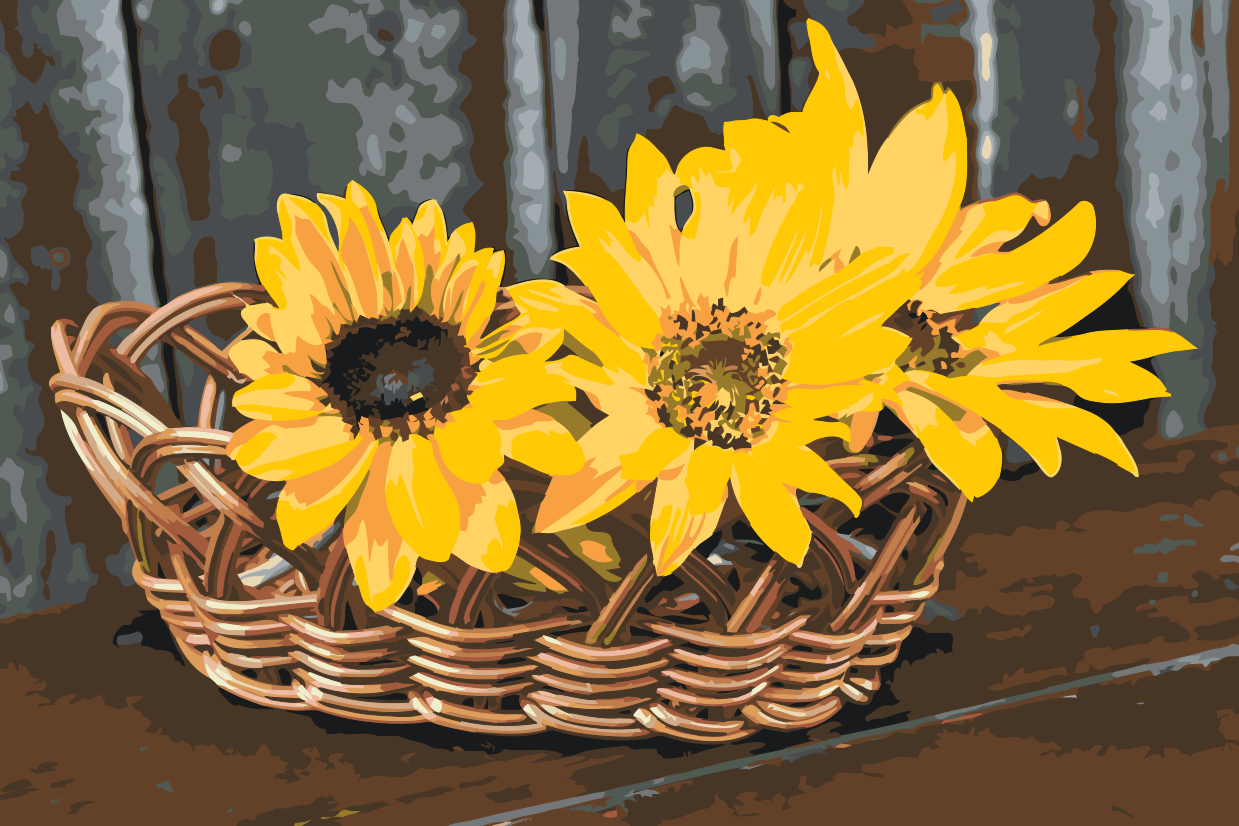Paint by number - Kurv med solsikker
