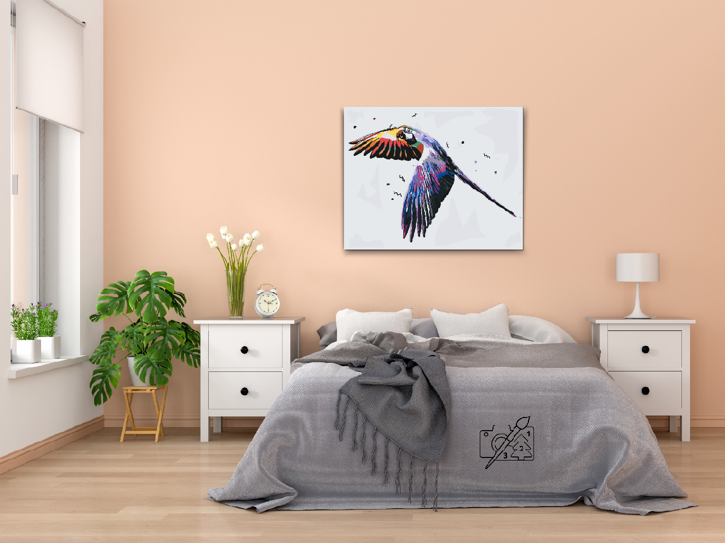 Paint by number - Flyvende papegøje