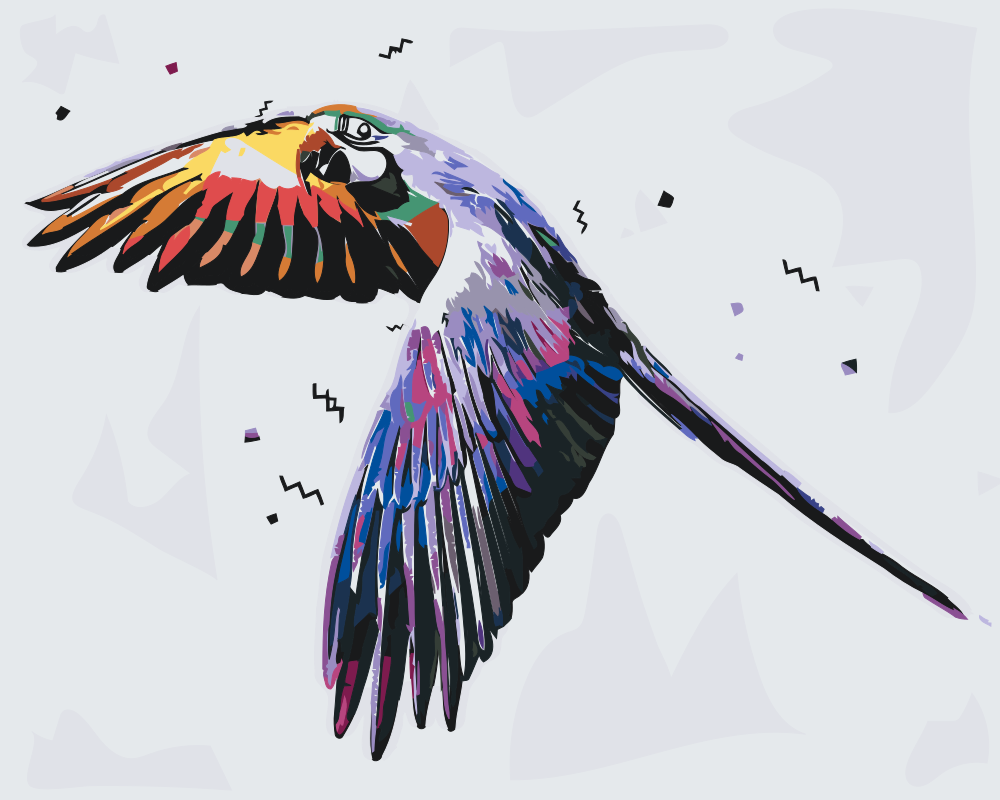 Paint by number - Flyvende papegøje