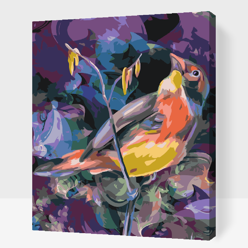 Paint by number - Fugl i et farverigt miljø
