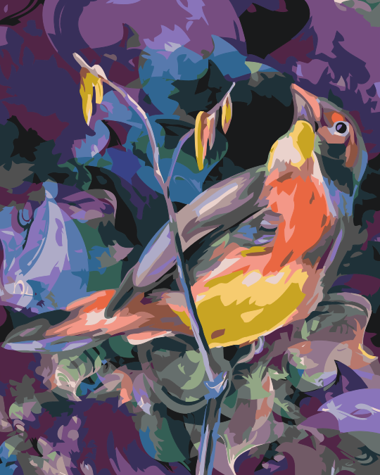 Paint by number - Fugl i et farverigt miljø
