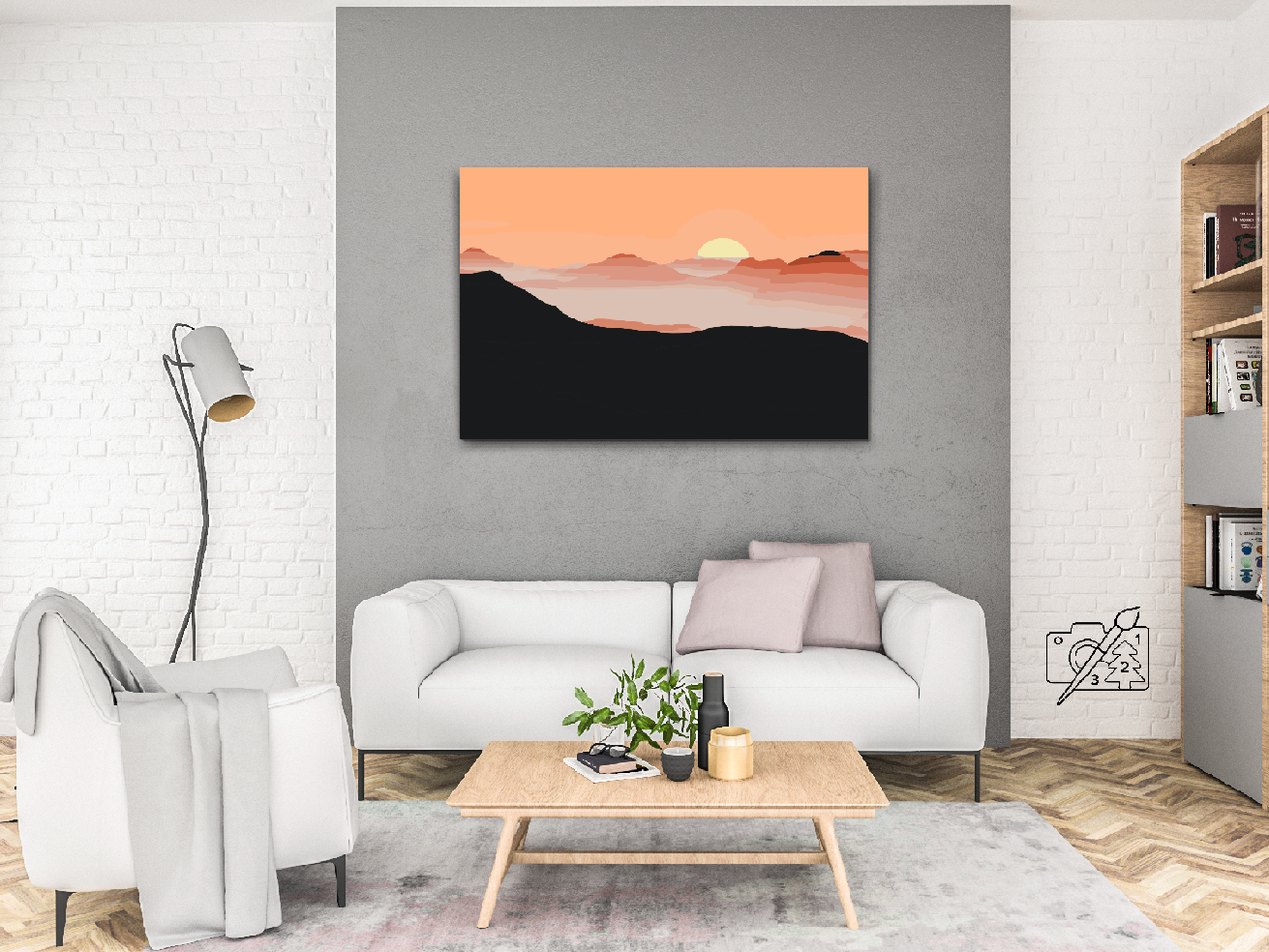 Paint by number - Solen i bjergene
