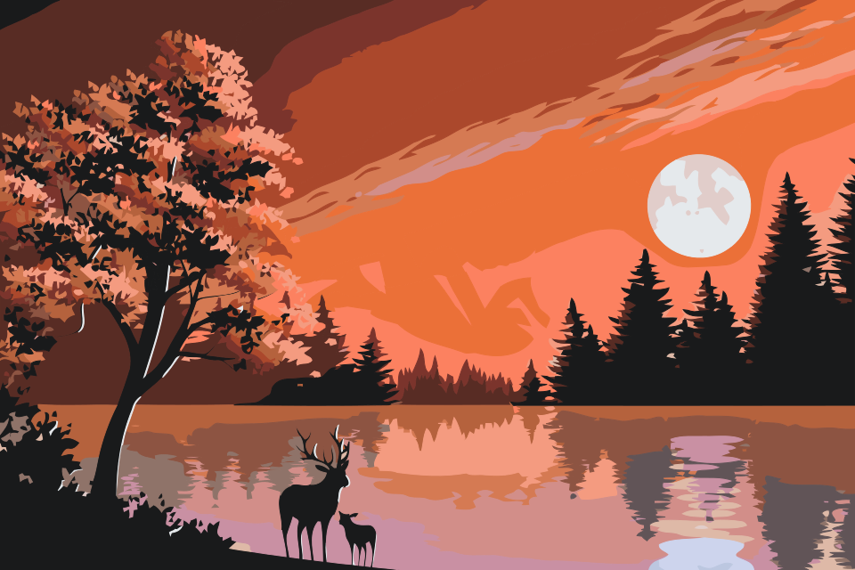 Paint by number - Hjorte i naturen